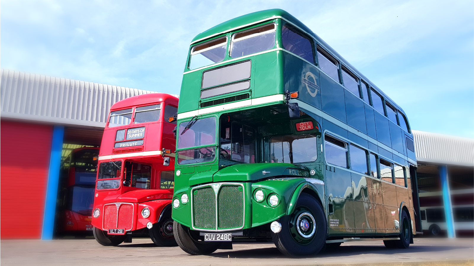 Wedding Hire Green and Red Routemasters